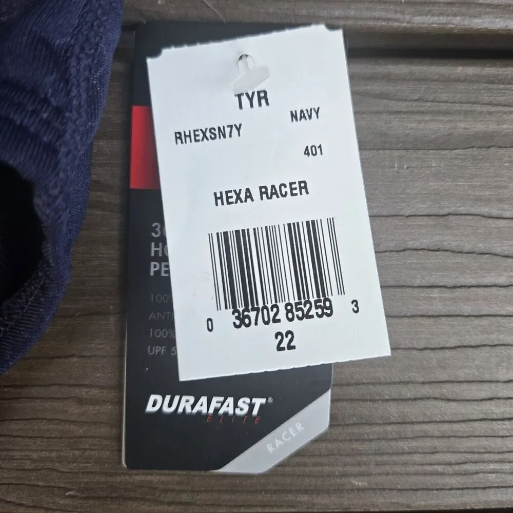 TYR Durafast Elite Hexa American Flag  Youth Boys Navy Racer Briefs Size 22 New
